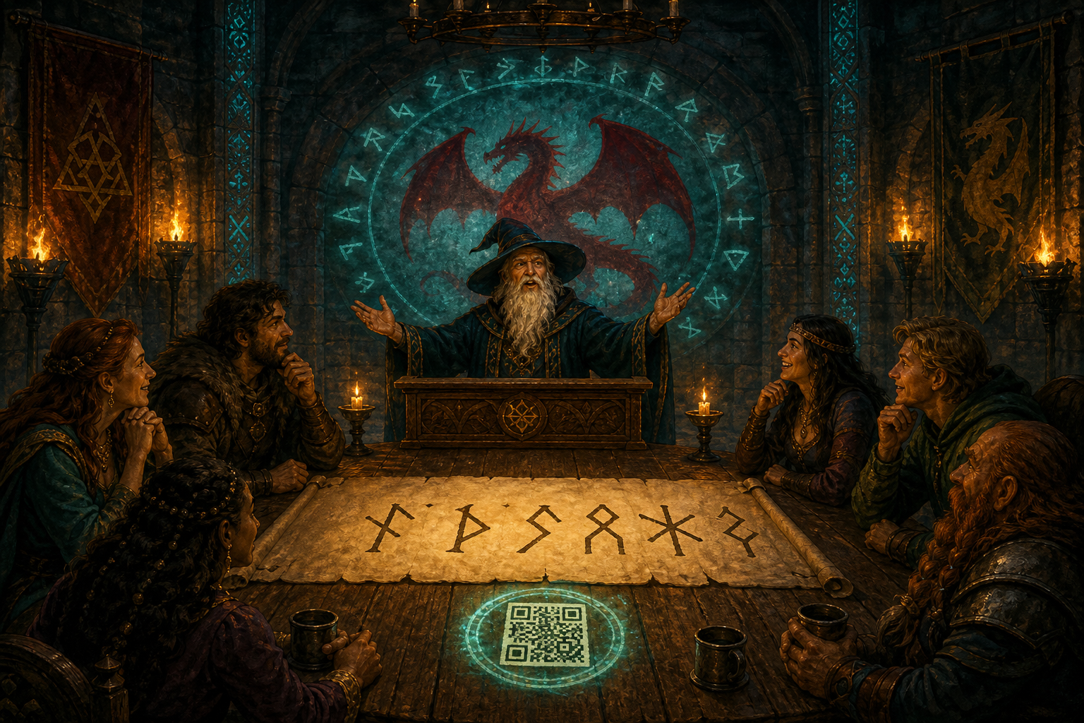 Mesa del mago con sello QR
